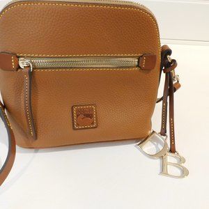 Pebble Grain Domed Crossbody Tan